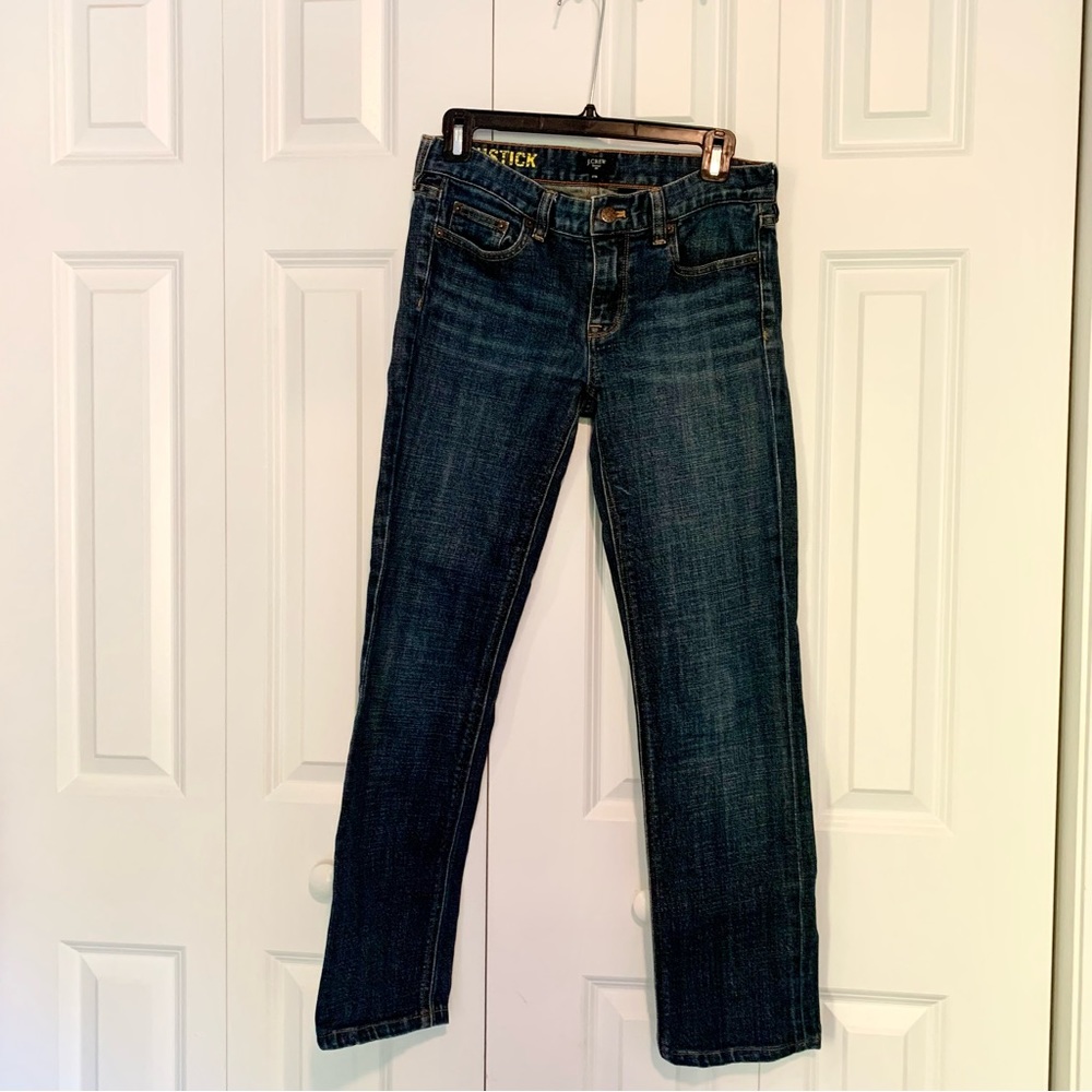 J. Crew women’s Matchstick jeans, size 27, medium/dark wash